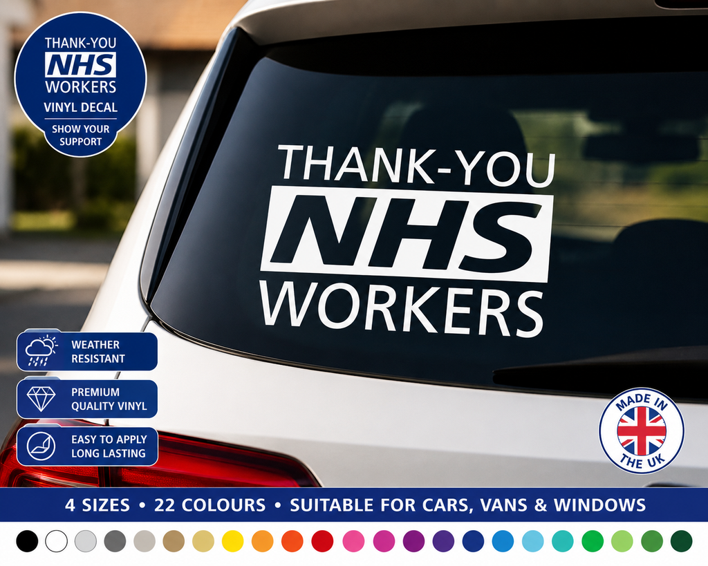 Thank You NHS Workers Vinyl Decal Sticker – Car Window Van – 22 Colours & 4 Sizes