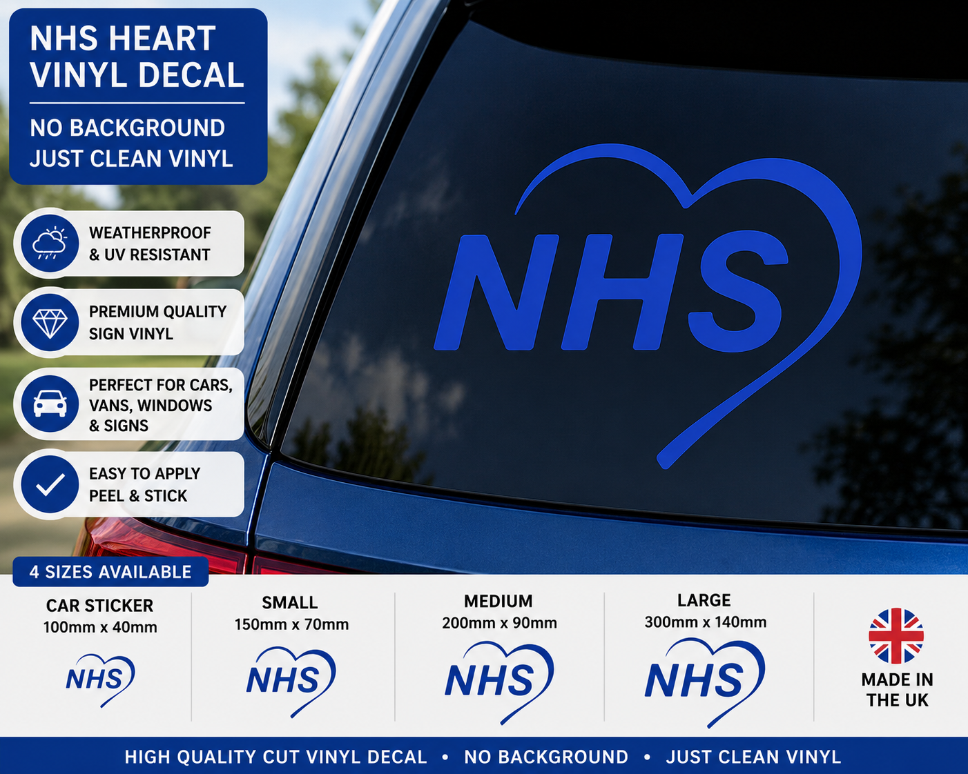 NHS Heart Vinyl Decal Sticker – Car, Van, Window & Sign