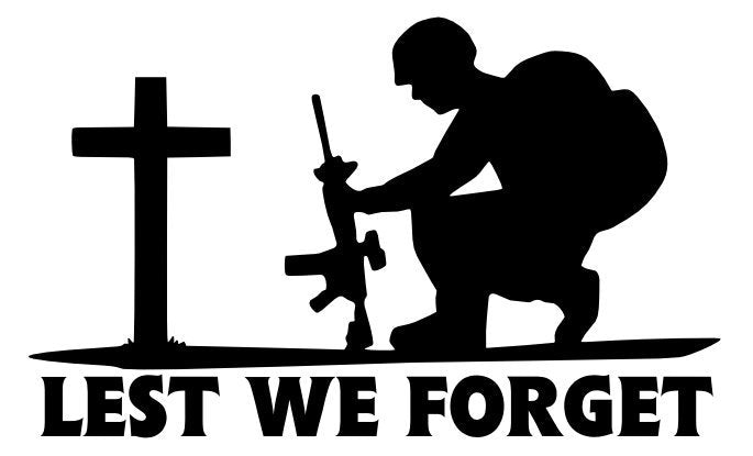 Lest We Forget Heroes Soldier/Military/Charity Car / Van Sticker (Vinyl Decal)