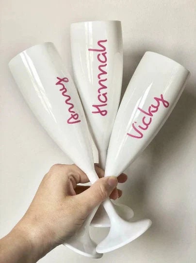 Personalised Champagne Flute | Custom Name Polycarbonate Glass for Weddings & Celebrations