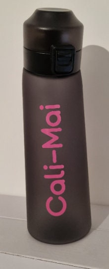Personalised Black Air Pod Water Bottle | Flavoured Scent Pod, Gym & Sports Bottle (Random Flavour)