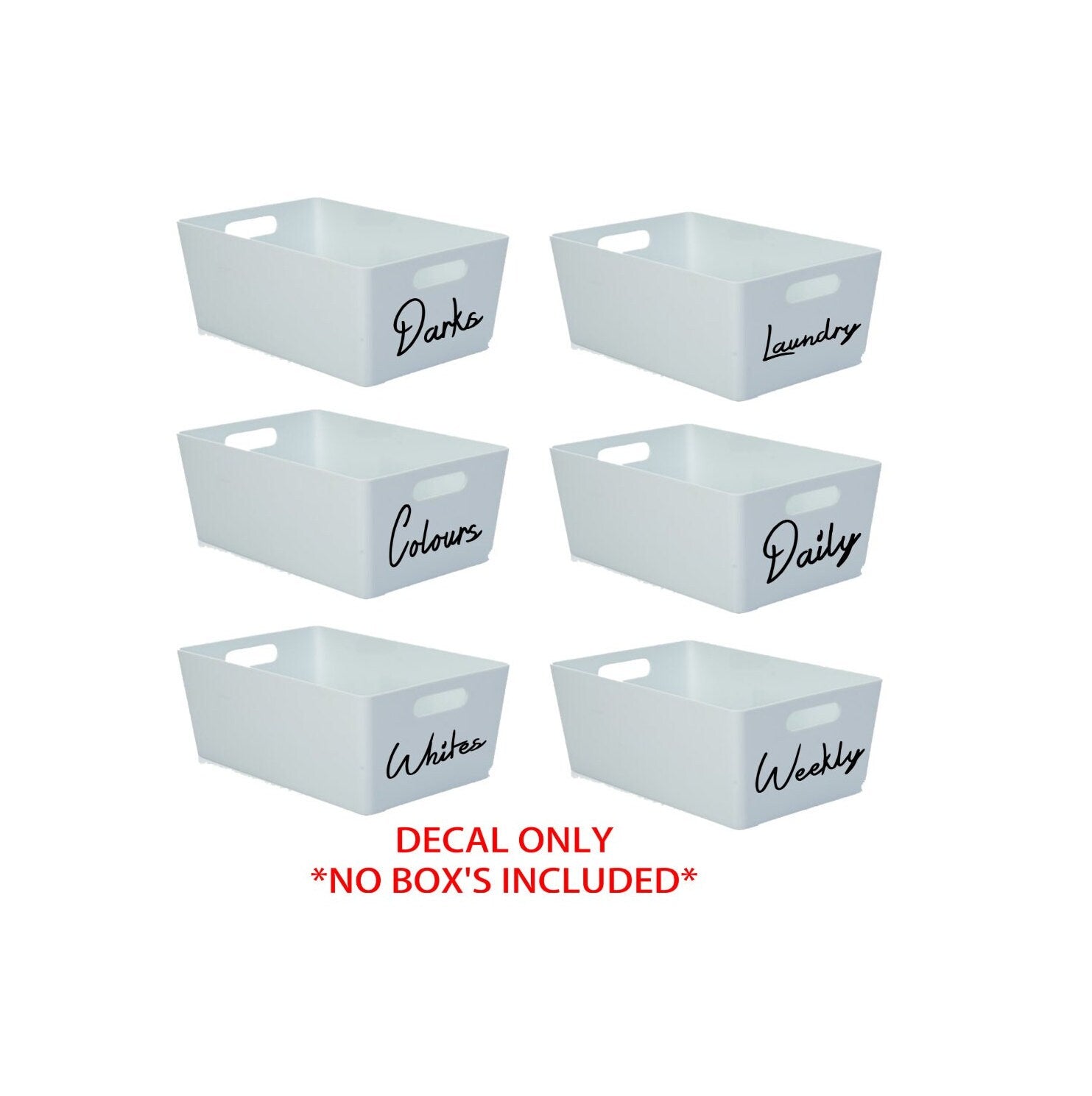 Mrs Hinch Inspired Laundry Storage Box sticker Decal/Label White/Colours/Darks
