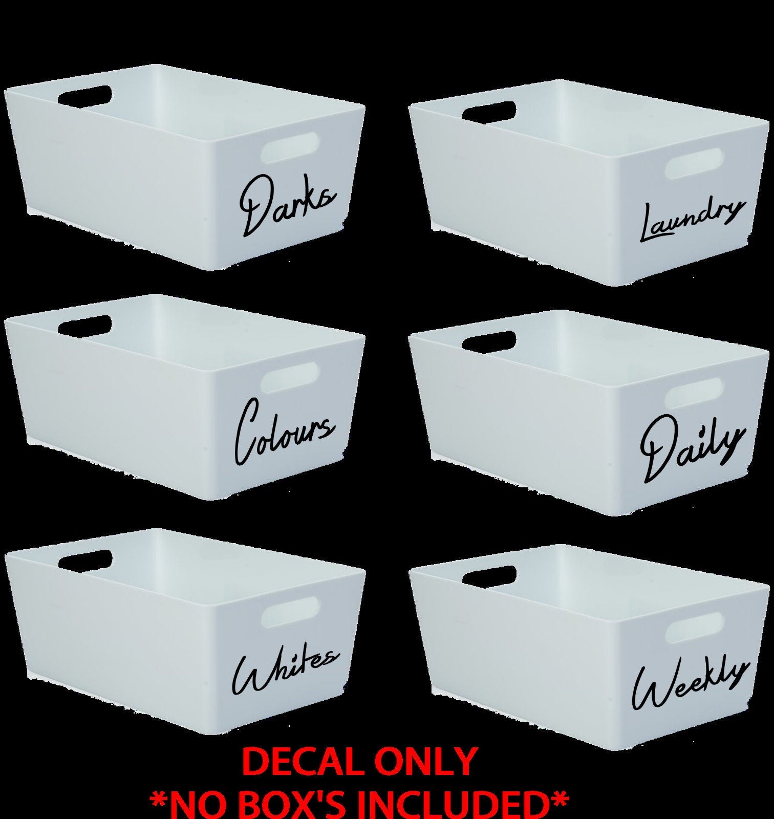 Mrs Hinch Inspired Laundry Storage Box sticker Decal/Label White/Colours/Darks