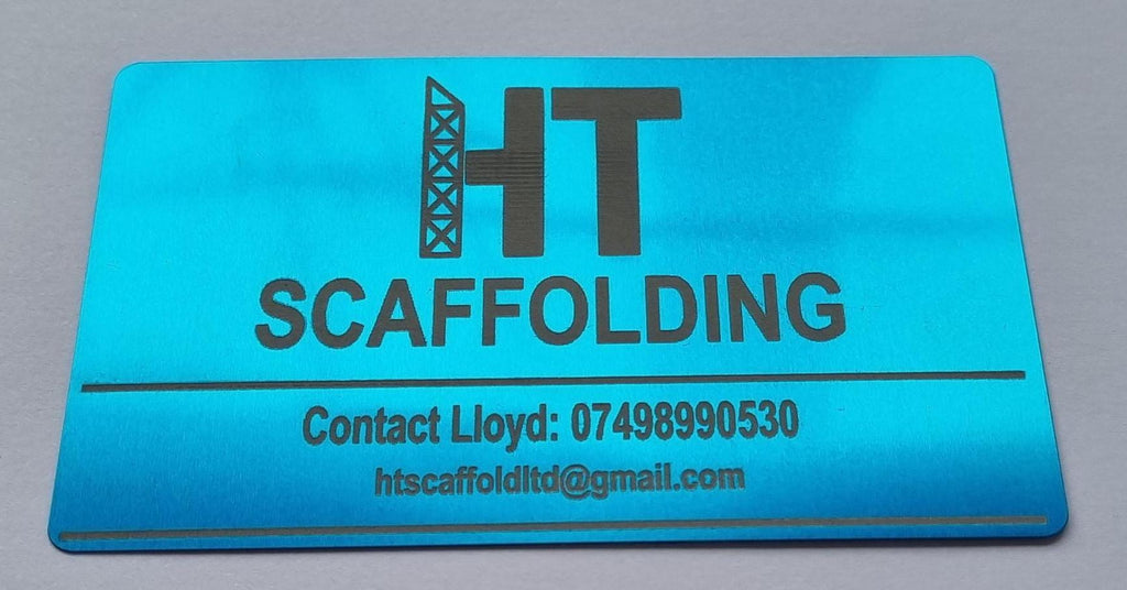 Buisness Cards - Personalised Engraved Metallic Aluminium Business Cards –10 Colours, Custom Logo