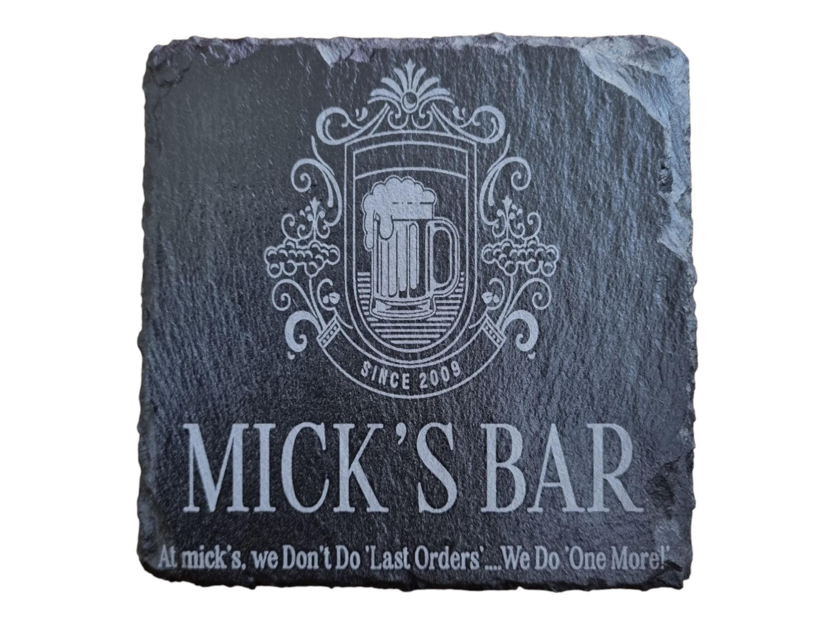 Personalized Black Slate Bar Coaster - Custom Engraved with Logo or Text