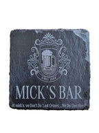 Personalized Black Slate Bar Coaster - Custom Engraved with Logo or Text