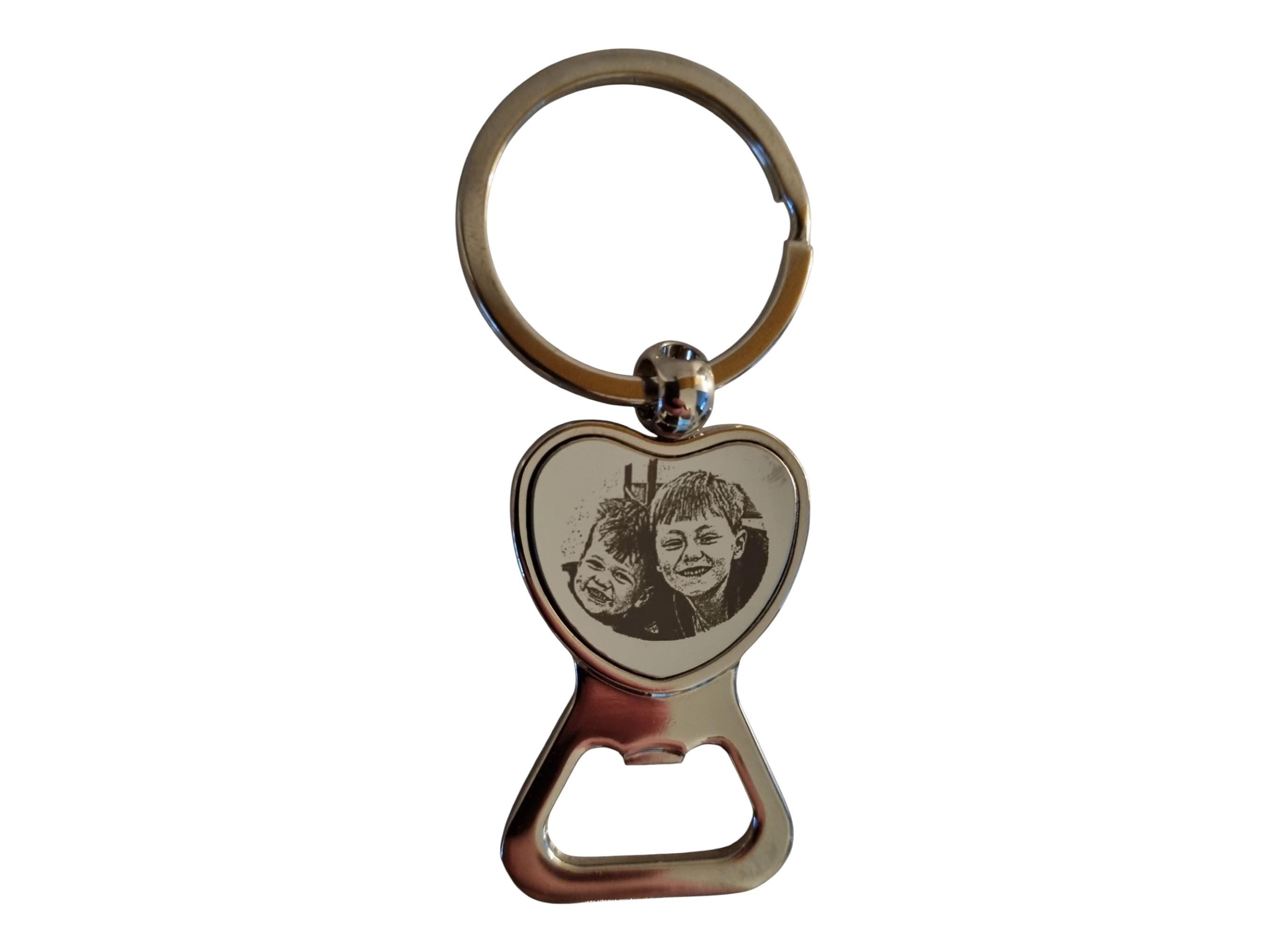 Custom Heart Keyring - Personalized Metal Keychain Engraved with Photo & Gift Message Mothers day