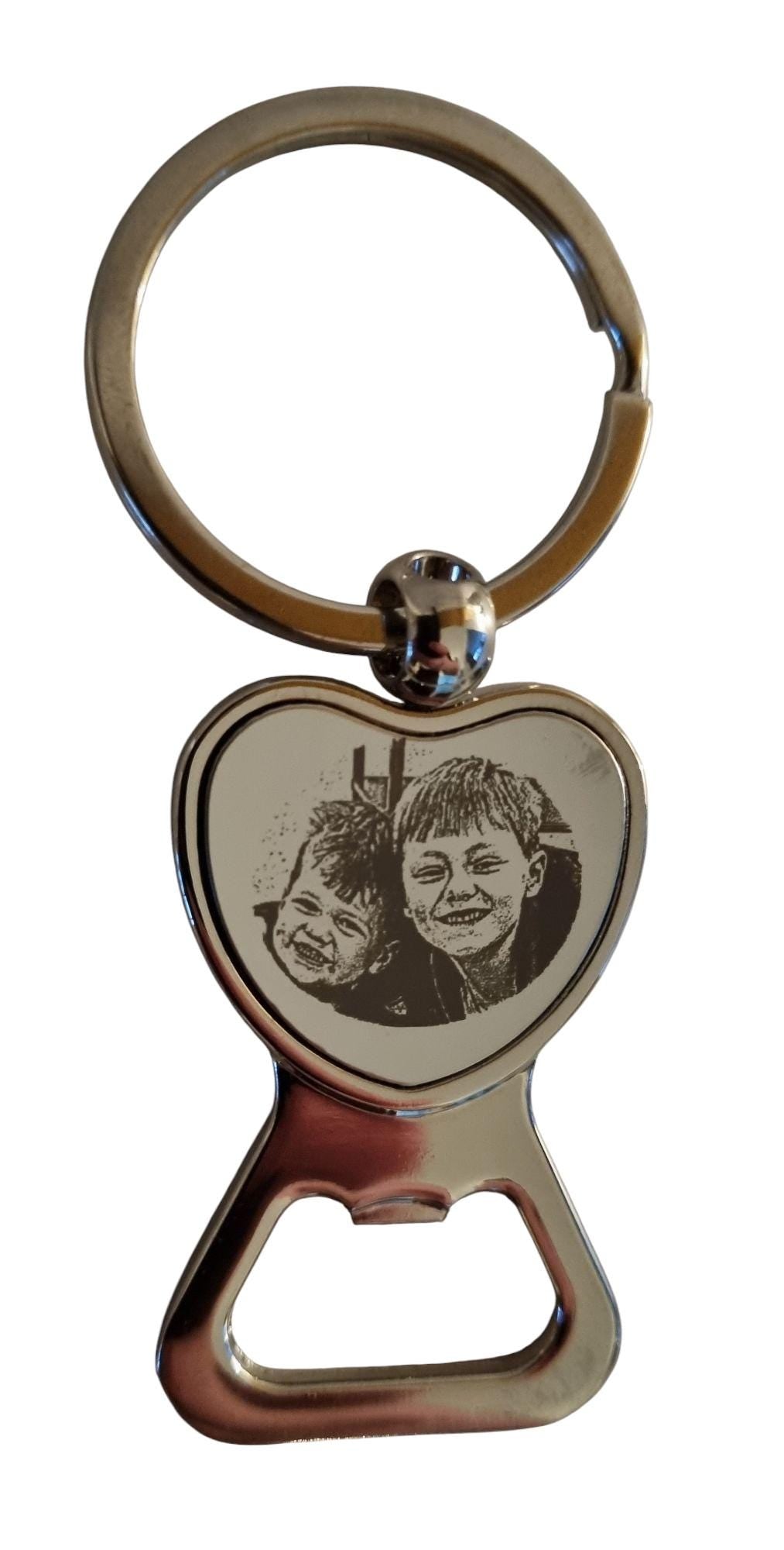 Custom Heart Keyring - Personalized Metal Keychain Engraved with Photo & Gift Message Mothers day