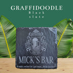 Personalized Black Slate Bar Coaster - Custom Engraved with Logo or Text