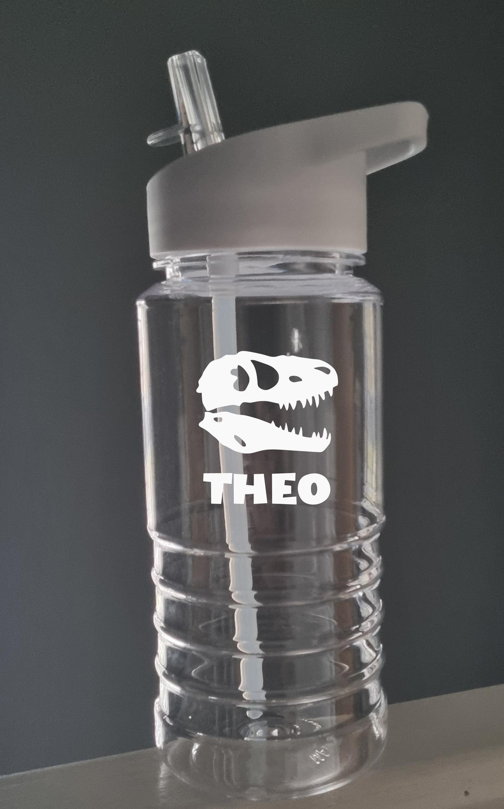 Personalised Dinosaur Water Bottle for Kids – 600ml Swirl Design, Custom Name, Lightweight & Fun