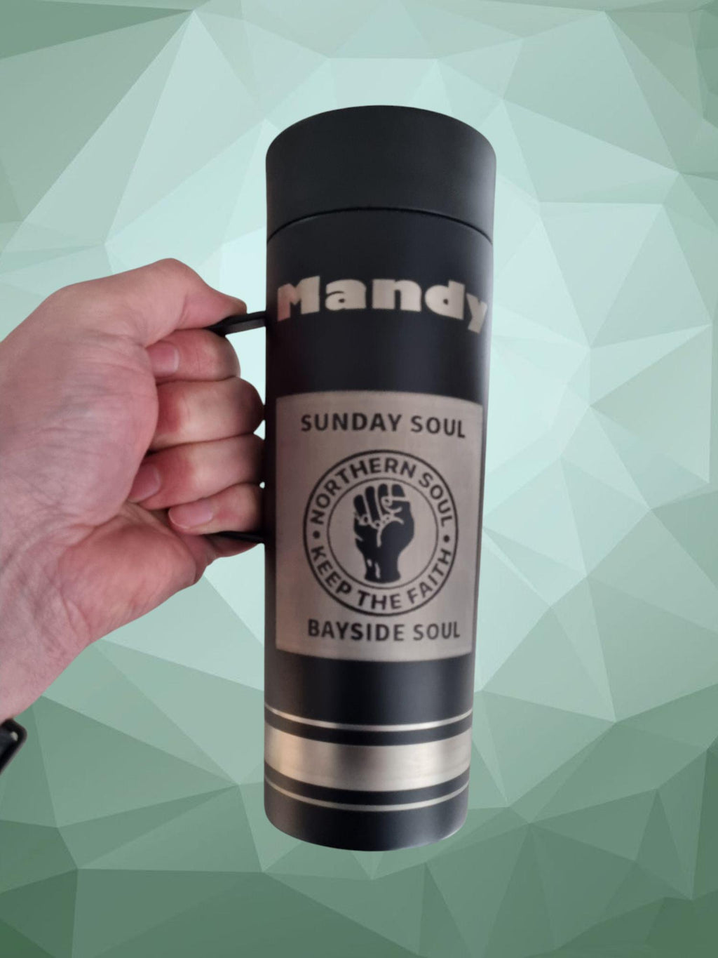Personalised Football 470ml Vacuum Insulated Thermos Cup – Custom Logo & Name Engraved