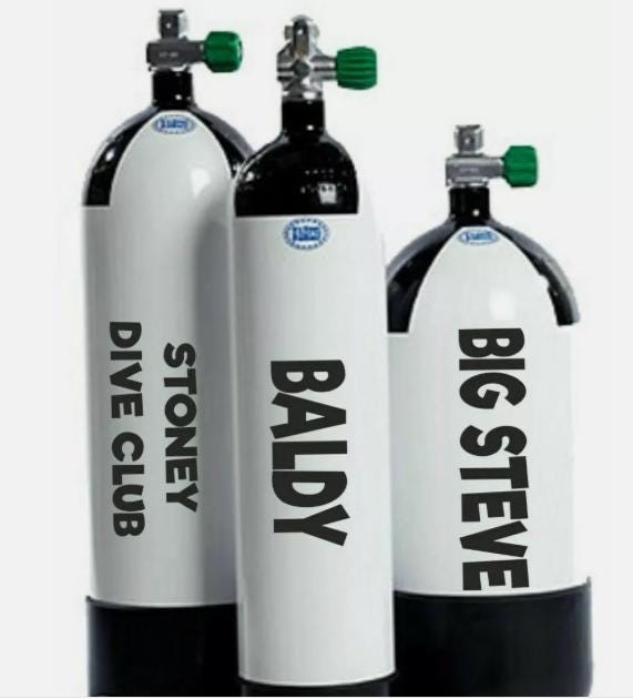 Scuba Diving Cylinder Decals Scuba Tank Sticker Stand Out at Depth Personalised