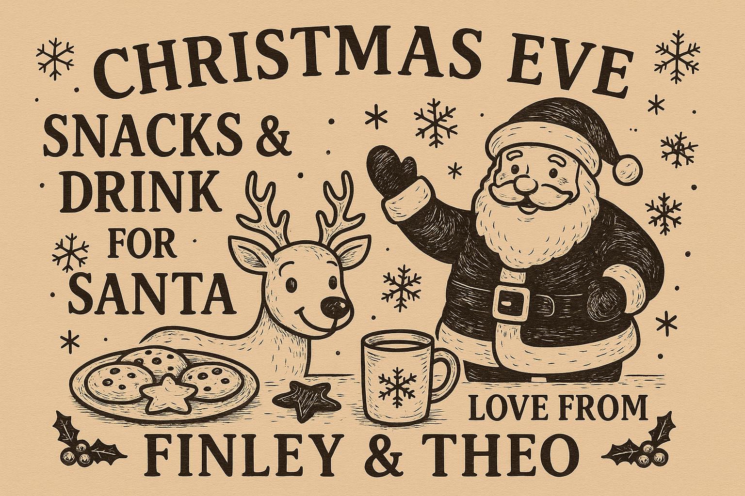 Personalised Christmas Eve Cutting Board – Laser Engraved Hevea Wood personlised