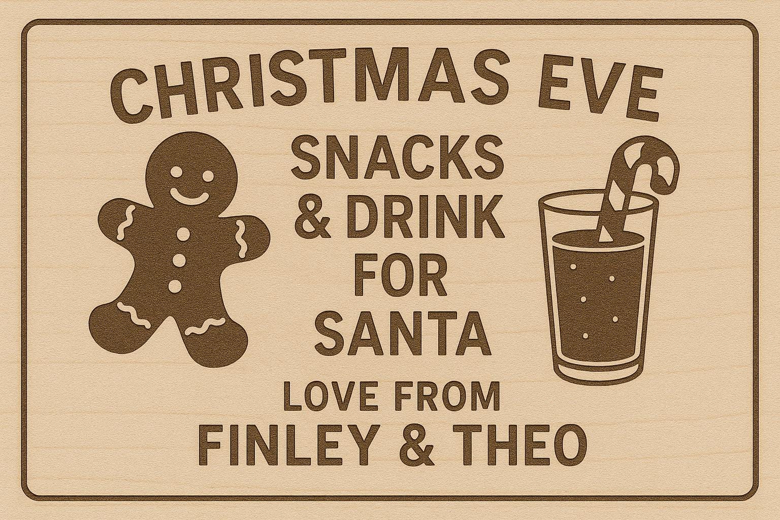 Personalised Christmas Eve Cutting Board – Laser Engraved Hevea Wood personlised