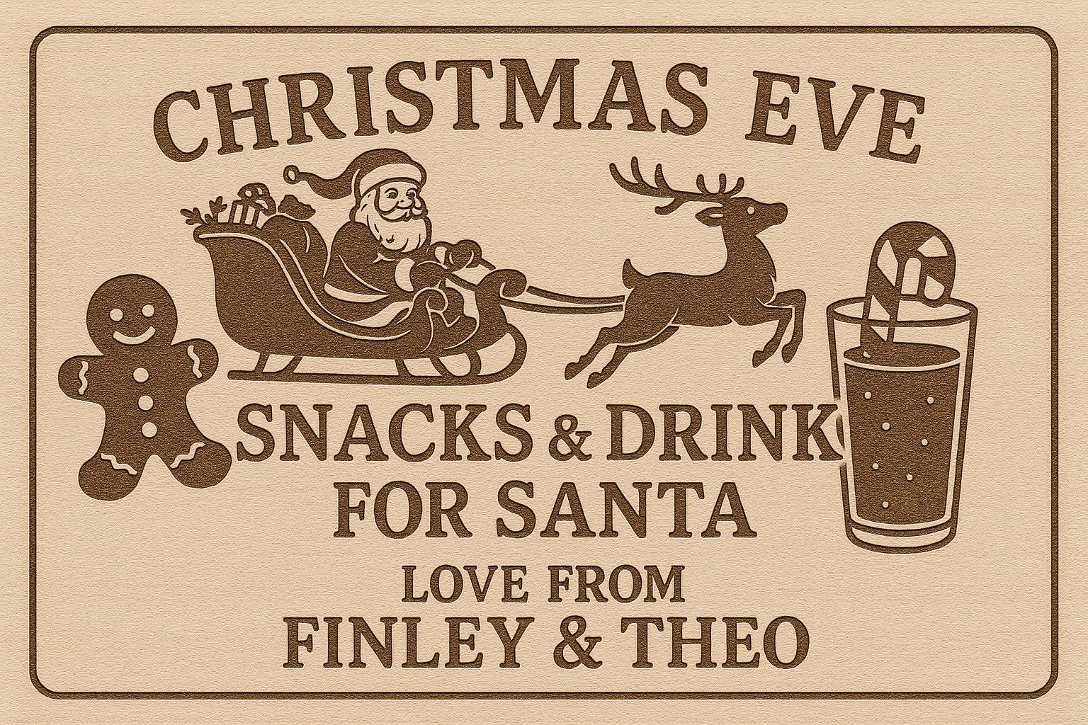 Personalised Christmas Eve Cutting Board – Laser Engraved Hevea Wood personlised