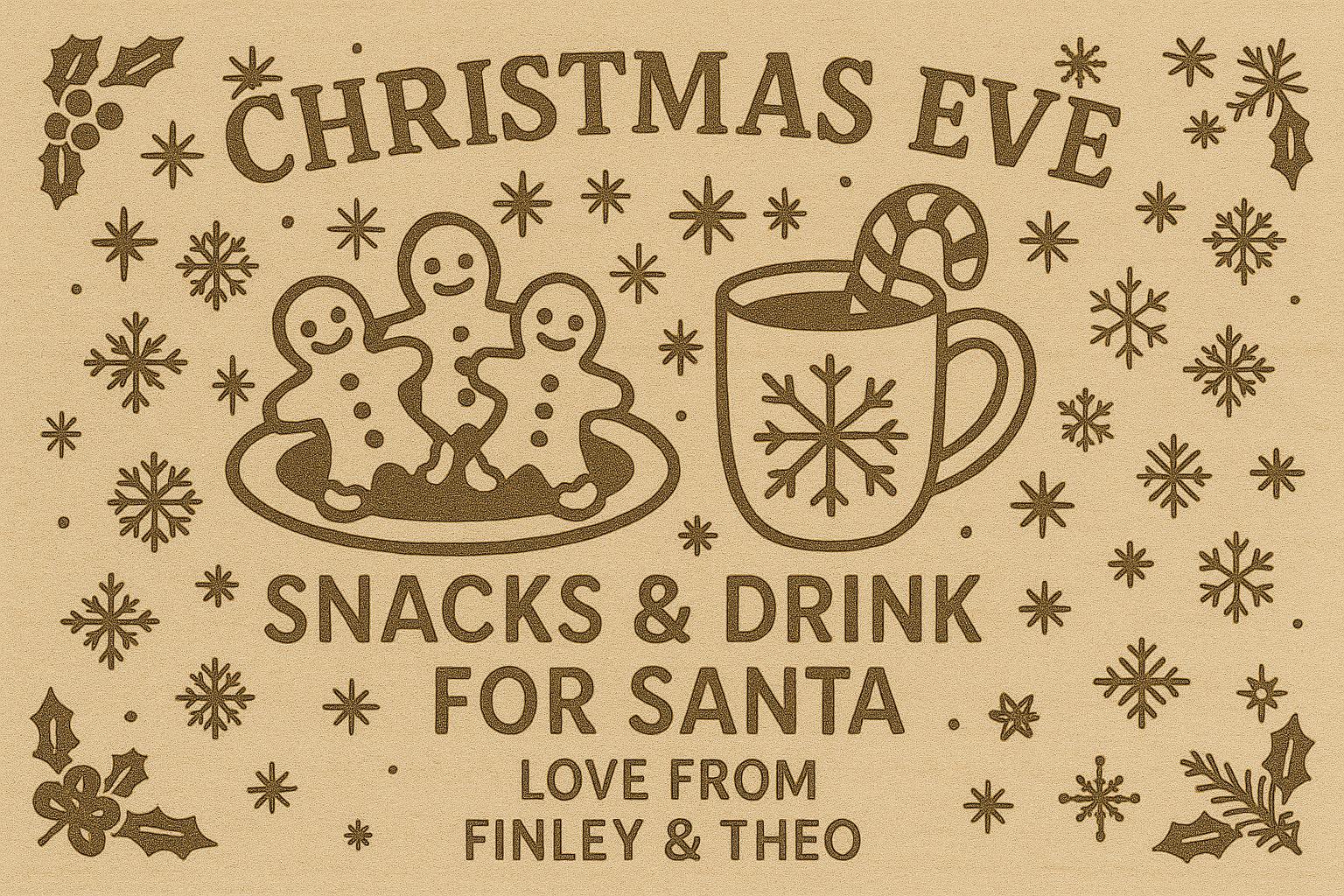 Personalised Christmas Eve Cutting Board – Laser Engraved Hevea Wood personlised