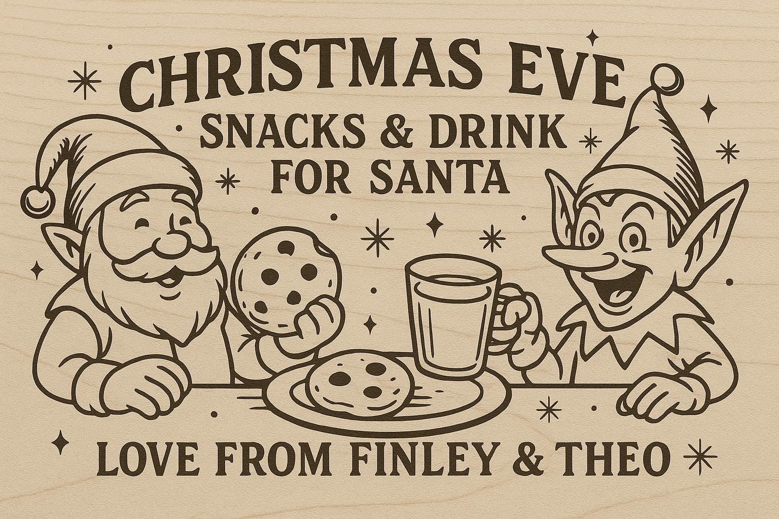 Personalised Christmas Eve Cutting Board – Laser Engraved Hevea Wood personlised
