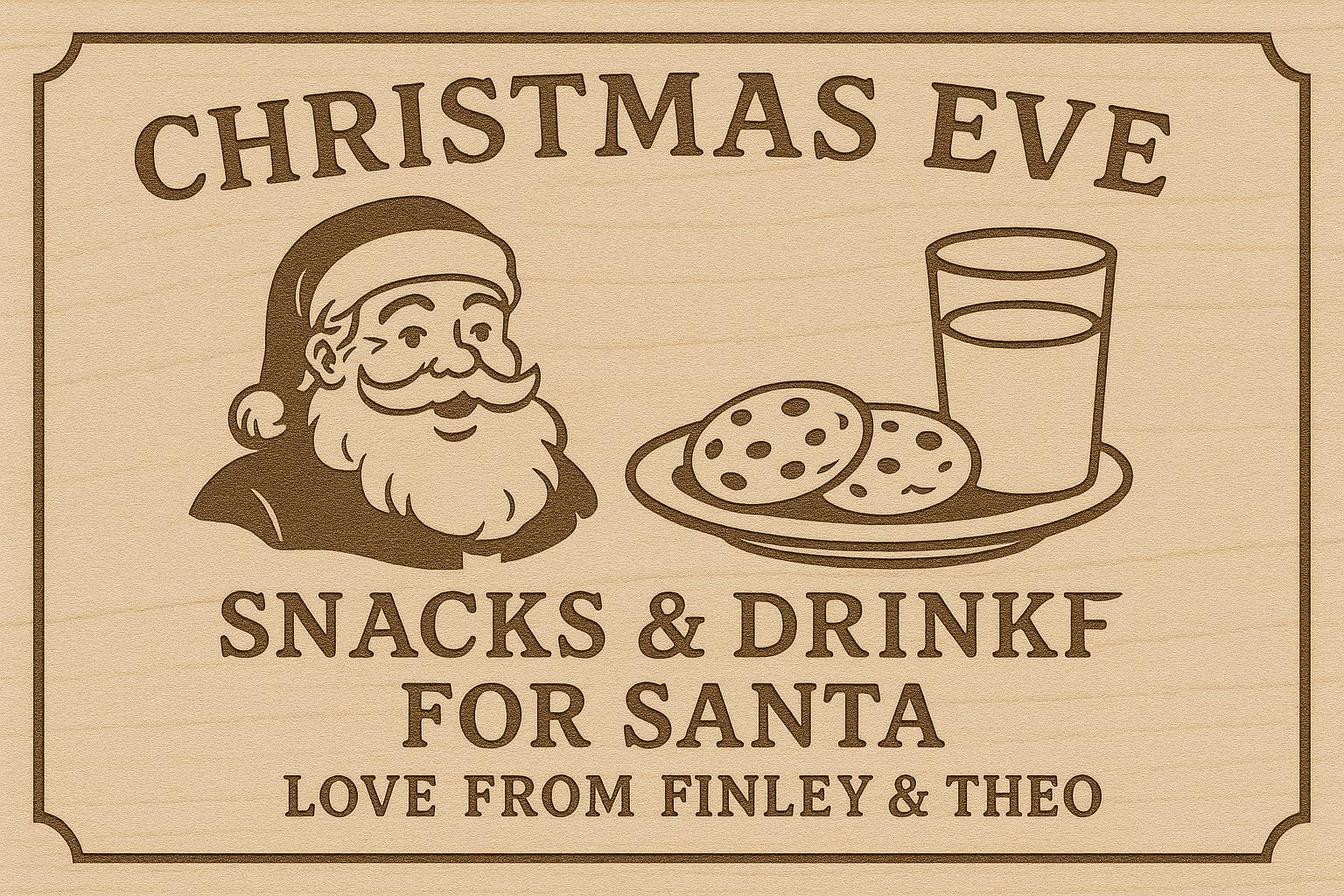 Personalised Christmas Eve Cutting Board – Laser Engraved Hevea Wood personlised