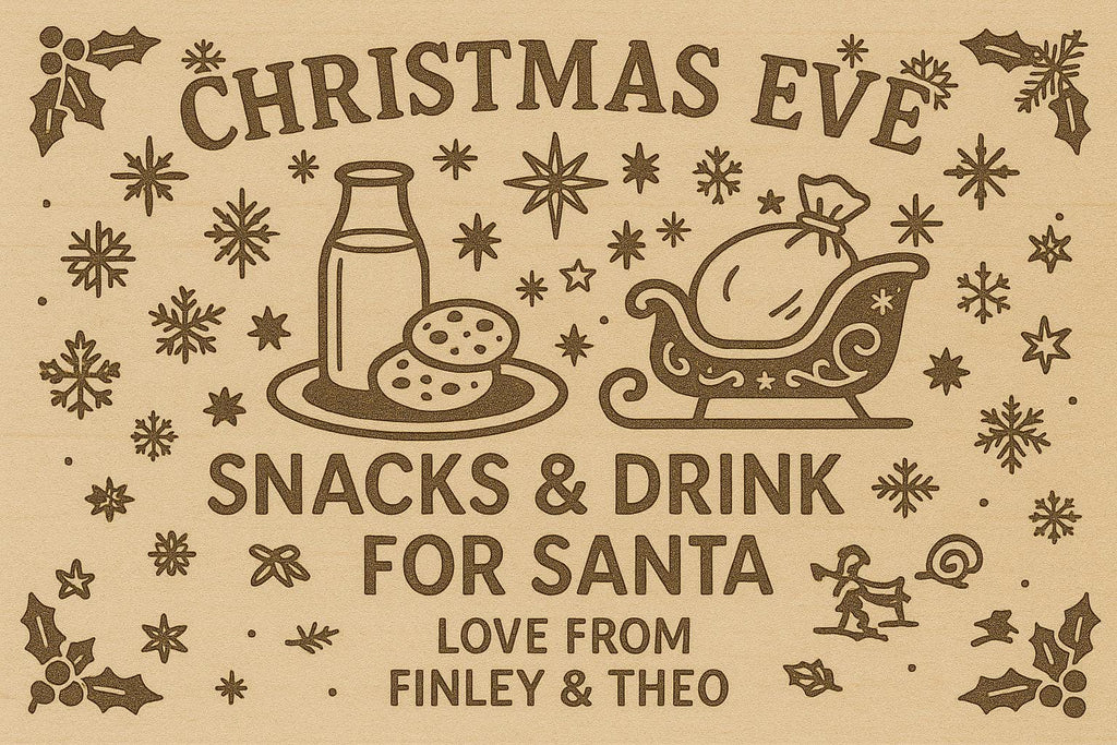 Personalised Christmas Eve Cutting Board – Laser Engraved Hevea Wood personlised