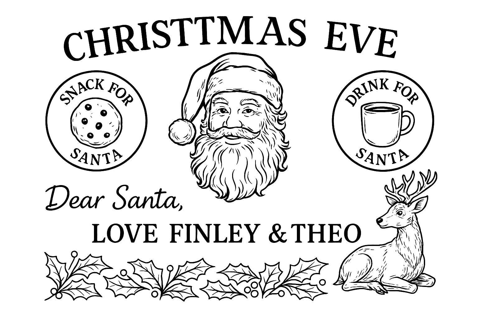 Personalised Christmas Eve Cutting Board – Laser Engraved Hevea Wood personlised