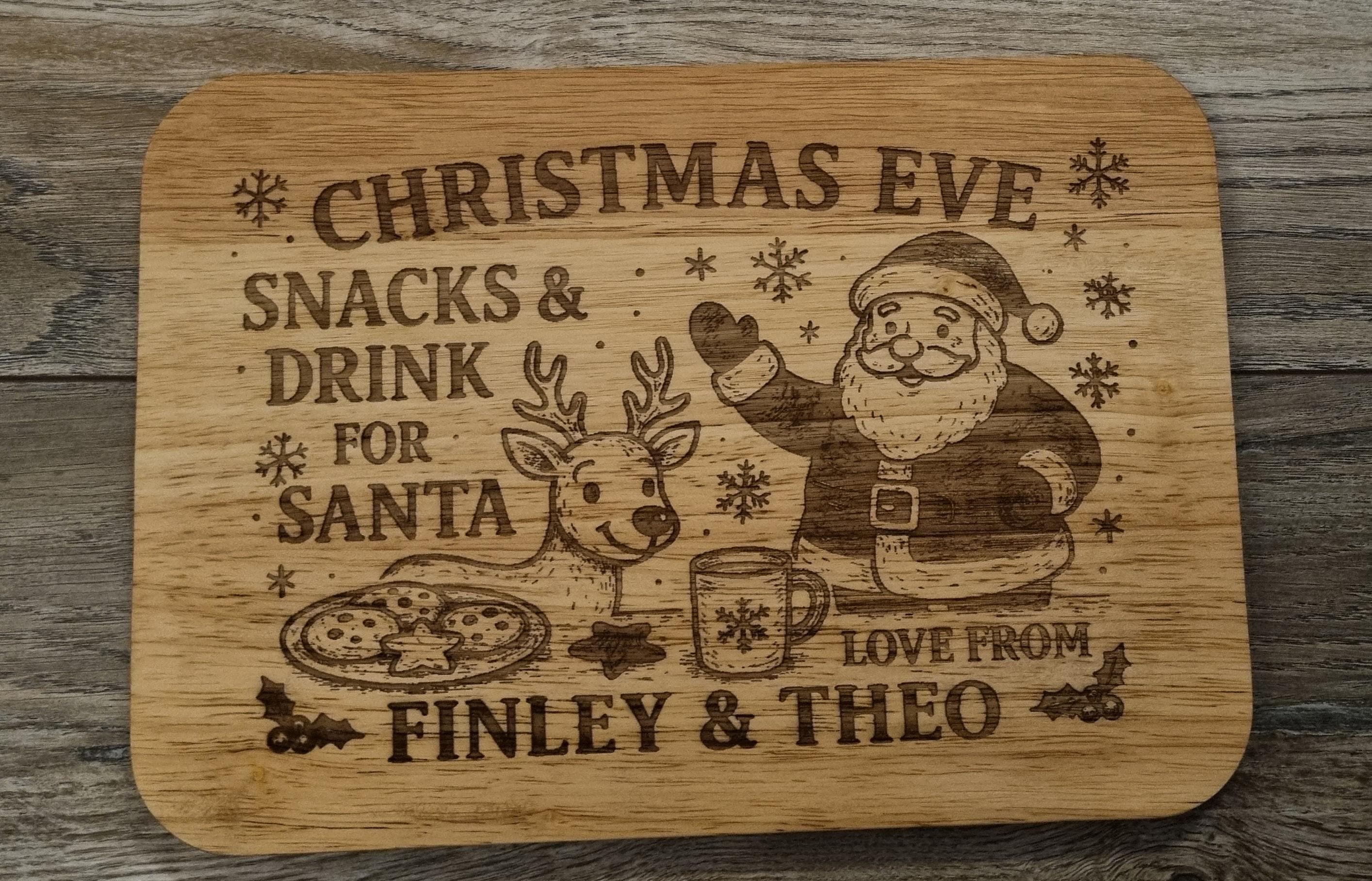 Personalised Christmas Eve Cutting Board – Laser Engraved Hevea Wood personlised