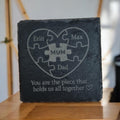 Personalised Slate Coaster | Laser Engraved Heart, Family Names, Mum Gift