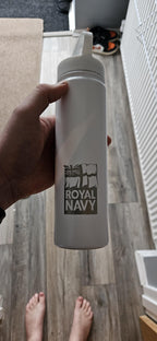 Personalised Military Water Bottle – Royal Navy, RAF or Army – Laser Engraved Metal Bottle – Custom Name & Unit Gift