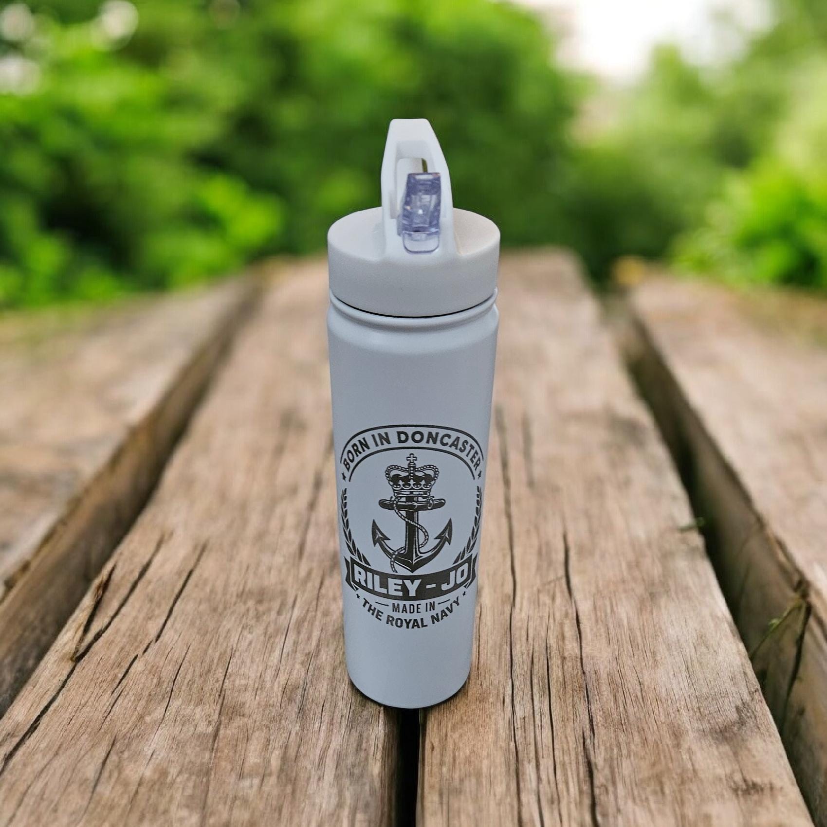 Personalised Military Water Bottle – Royal Navy, RAF or Army – Laser Engraved Metal Bottle – Custom Name & Unit Gift