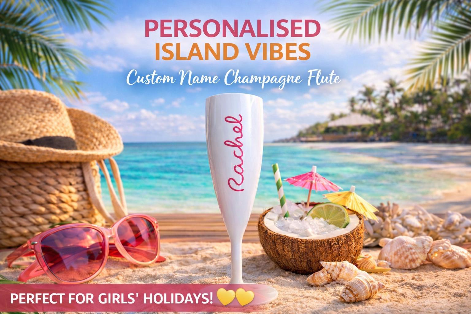 Personalised Champagne Flute | Custom Name Polycarbonate Glass for Weddings & Celebrations