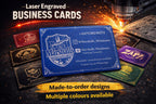 Buisness Cards - Personalised Engraved Metallic Aluminium Business Cards –10 Colours, Custom Logo