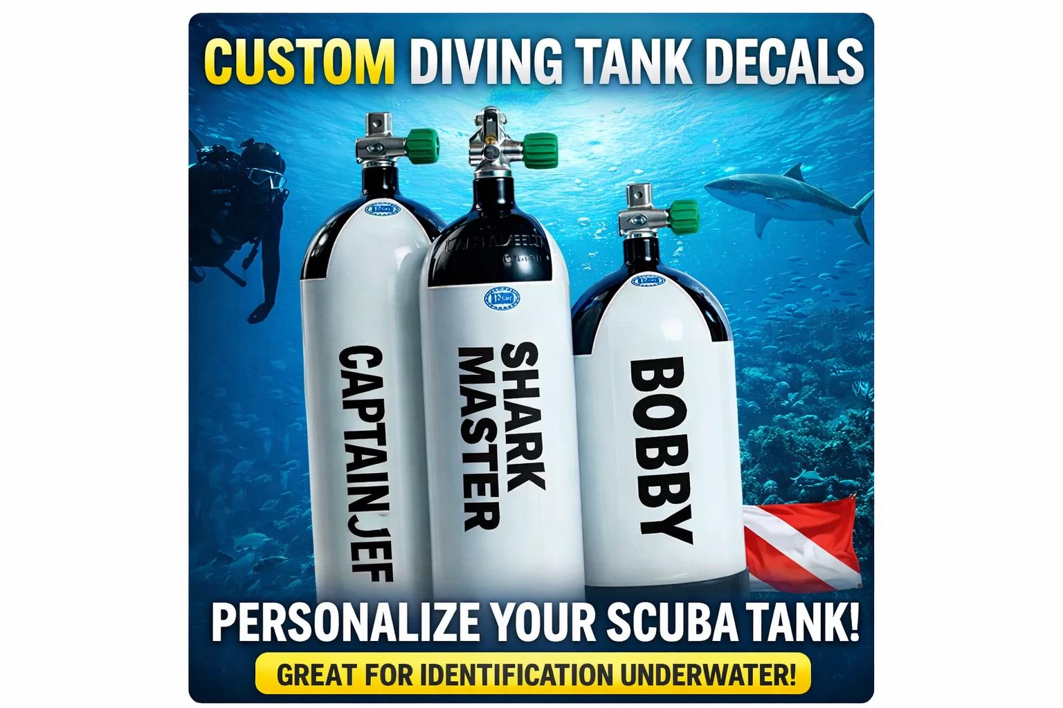 Scuba Diving Cylinder Decals Scuba Tank Sticker Stand Out at Depth Personalised