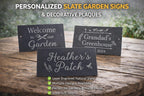 Custom slate house sign 300x150mm, laser engraved with number, street name & image. Pre-drilled, smooth finish, fixings included