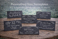 Custom slate house sign 300x150mm, laser engraved with number, street name & image. Pre-drilled, smooth finish, fixings included