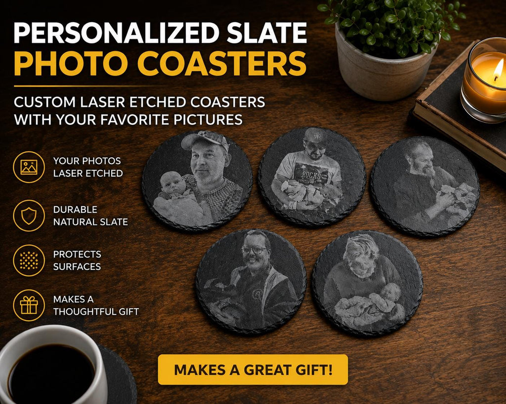 Personalised Slate Coaster with Pet Engraving – Memorial, Gift for Pet Lovers laser engraved